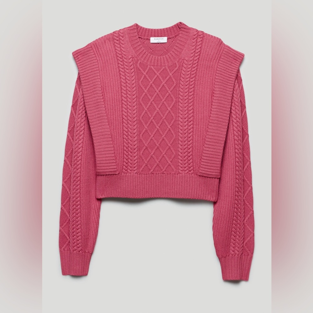Babaton Rose Cable Knit Crew Neck Sweater
